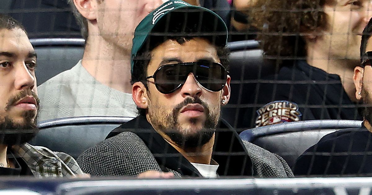 Bad Bunny attends the game between the New York Yankees and the Toronto Blue Jays in game three of the American League Division Series at Yankee Stadium in New York City on Tuesday.