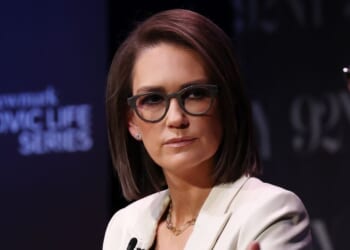 Jessica Tarlov speaks on stage during Raging Moderates: Scott Galloway & Jessica Tarlov with Special Guest Hakeem Jeffries at 92NY on April 17, 2025, in New York City.