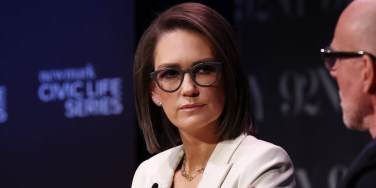 Jessica Tarlov speaks on stage during Raging Moderates: Scott Galloway & Jessica Tarlov with Special Guest Hakeem Jeffries at 92NY on April 17, 2025, in New York City.