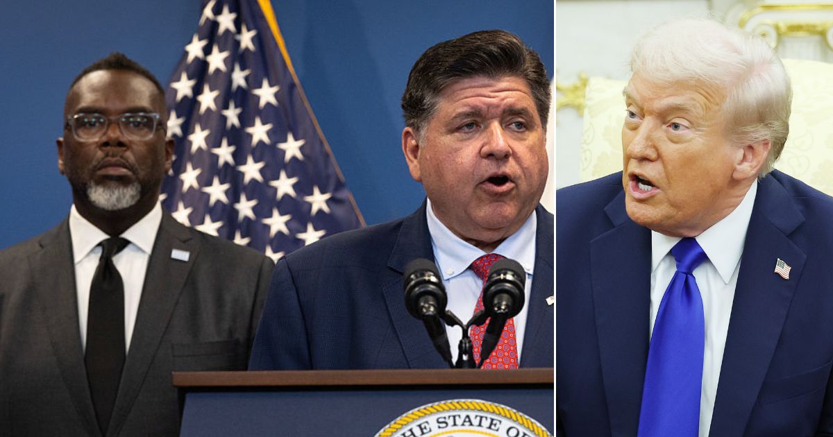 President Donald Trump called out Chicago Mayor Brandon Johnson, left, and Illinois Gov. JB Pritzker for “failing to protect ICE Officers.”