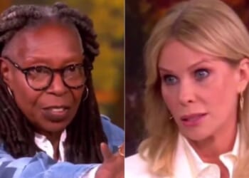 Tuesday on "The View," co-host Whoopi Goldberg, left, cut to a commercial break after Cheryl Hines, right, defended her husband - Health and Human Services Secretary Robert F. Kennedy Jr. - and used former President Barack Obama to make her point.