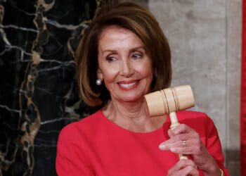 Then-House Speaker Nancy Pelosi of California holds the gavel at the Capitol in Washington, D.C., on Jan. 3, 2019.
