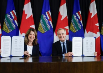 Mark Carney and Alberta's premier sign pipeline deal which could reverse oil tanker ban