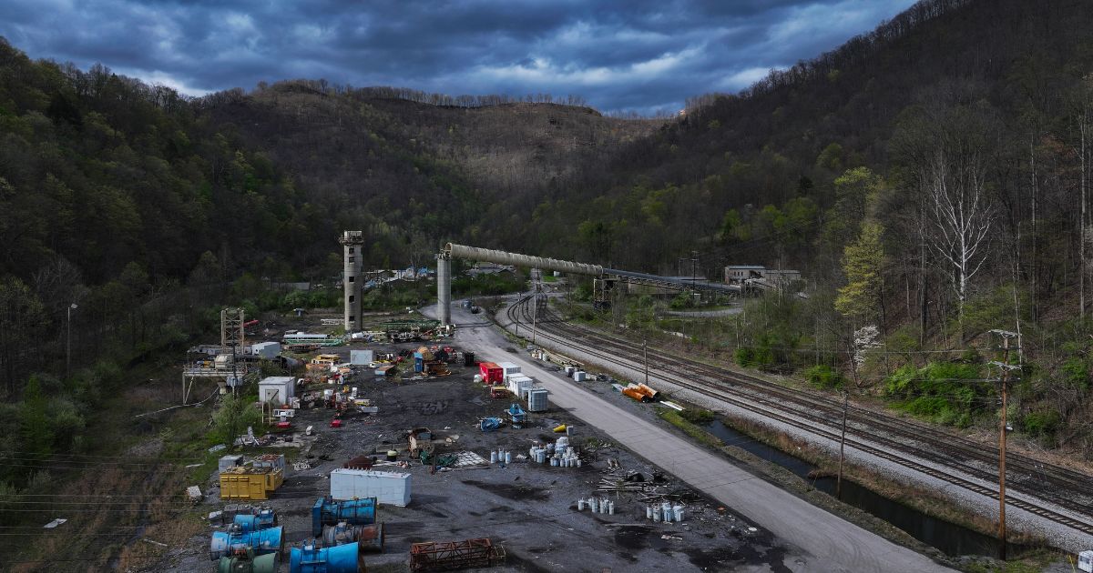 An aerial view of the Long Branch Energy coal mine operation on April 15, 2025, in Wharton, West Virginia.