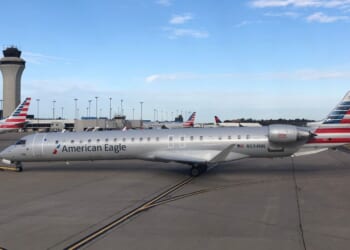 An American Eagle plane is seen on the tarmac at St. Louis Lambert International Airport in St. Louis, Missouri, on Oct. 23, 2019.