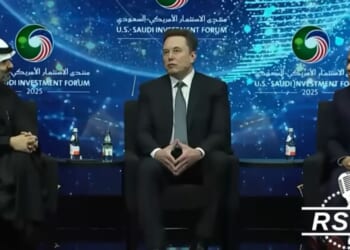 Elon Musk, center, spoke about what the future holds during a panel conversation with Nvidia CEO Jensen Huang, right, and Saudi communications and technology minister Abdullah al-Swaha, left, at the U.S.-Saudi Investment Forum last week in Washington, D.C.