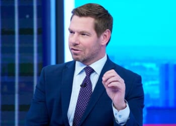 Rep. Eric Swalwell, a Democrat from California, visits "The Story With Martha MacCallum" at Fox News Channel Studios on July 22, 2024, in New York City.