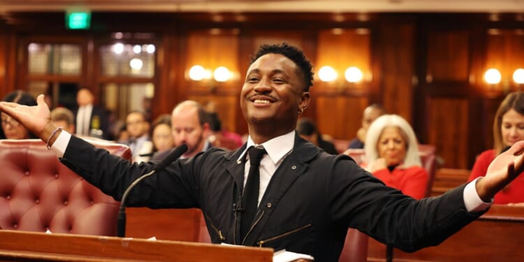 Chi Ossé celebrates the passing of his bill during a New York City Council meeting on Nov. 13, 2024. Now, Ossé has set his sights on a higher office.