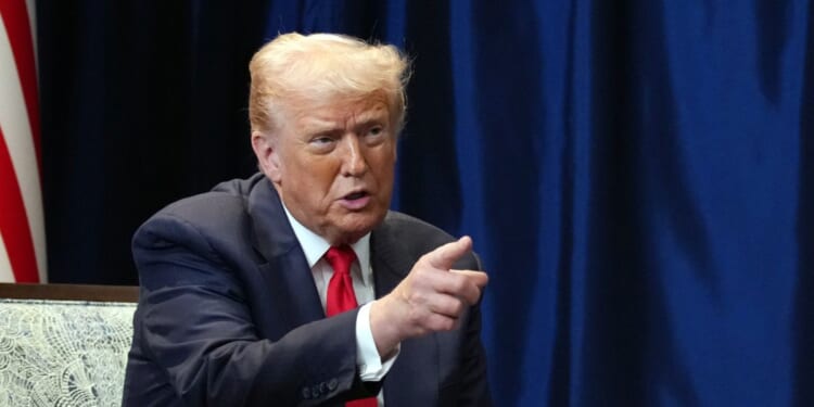 President Donald Trump points his finger during a meeting at Kuala Lumpur, Malaysia, on Oct. 26, 2025.