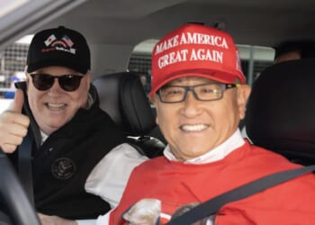 Toyota Chairman Goes Hard Core MAGA With Trump-Vance Photos on His Shirt and a Classic Red MAGA Cap