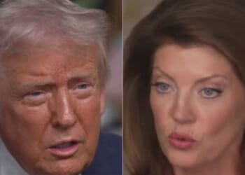 In a "60 Minutes" interview that aired Sunday, President Donald Trump, left, told Norah O’Donnell, right, that he was better looking than NYC Democratic mayoral candidate Zohran Mamdani.