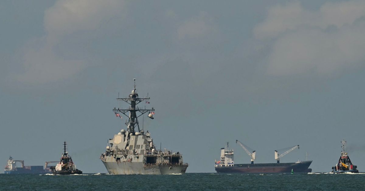 The USS Gravely, a U.S. Navy warship, departs the Port of Spain on Oct. 30, 2025. The US warship arrived in Trinidad and Tobago on Oct. 26, 2025, for joint exercises near the coast of Venezuela.