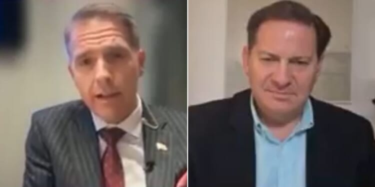 Conservative commentator Scott Jennings, left, told podcast host Mark Helperin that a Tuesday message by six elected Democrats was an attempt to "foment insurrection in the ranks of the military."