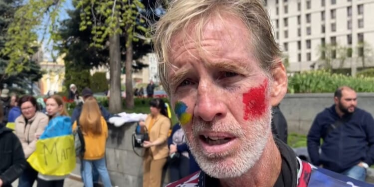 This screengrab taken from AFPTV on Sept. 16, 2024, shows Ryan Wesley Routh speaking during an interview at a rally to urge foreign leaders and international organizations to help provide humanitarian corridors for the evacuation of civilians and Ukrainian servicemen from Mariupol in central Kyiv on April 27, 2022, amid Russia's invasion of Ukraine.