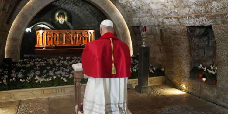 Pope Leo XIV in Lebanon prays for peace at tomb of saint revered by Christians and Muslims alike