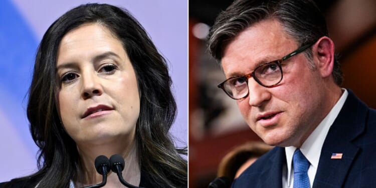 New York Rep. Elise Stefanik, left, leveled some serious accusations against her fellow Republican, House Speaker Mike Johnson.