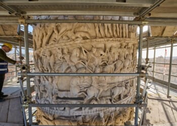 Restorers swap brushes for lasers in the first restoration of an iconic Roman monument in 40 years