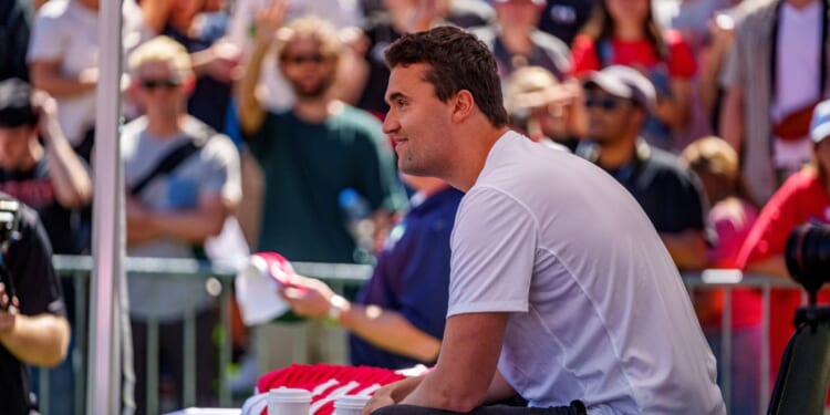 Charlie Kirk speaks at Utah Valley University on Sept. 10, 2025, in Orem, Utah.