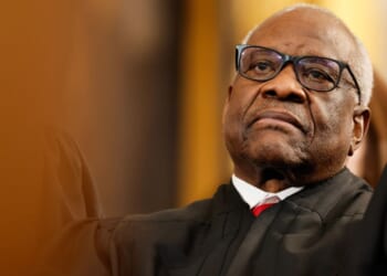 Associate Supreme Court Justice Clarence Thomas, seen in a January photo, pressed a representative of the New Jersey Attorney General’s office to admit Tuesday that the state had no basis to investigate a pro-life pregnancy center.