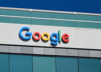 A Google logo is displayed outside an office building on Dec. 12, 2025, in San Diego, California.