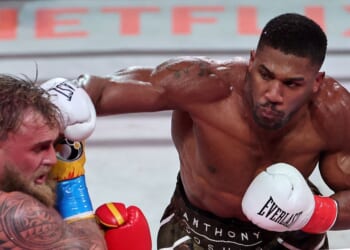 Jake Paul fights Anthony Joshua in their heavyweight bout at Kaseya Center on Dec. 19, 2025, in Miami, Florida.