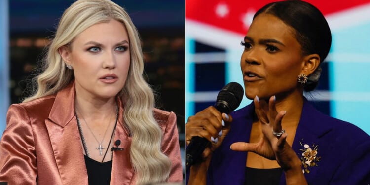 Erika Kirk, left, said she had a "very productive" conversation with podcaster Candace Owens.