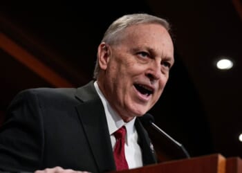 Rep. Andy Biggs, a Republican from Arizona, speaks during a news conference with members of the House Freedom Caucus at the U.S. Capitol on Nov. 29, 2023, in Washington, D.C.