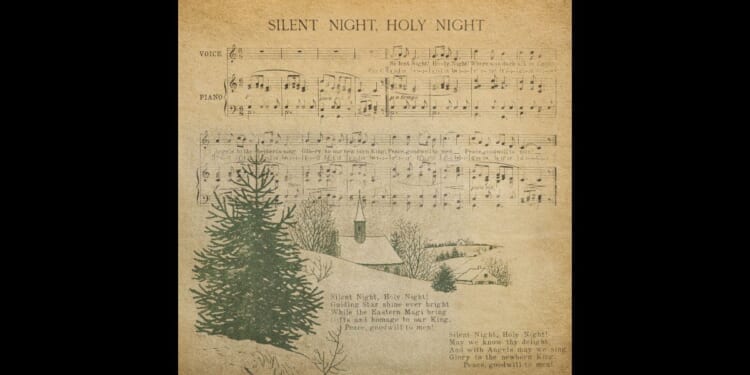 This Getty stock image shows old sheet music for "Silent Night."