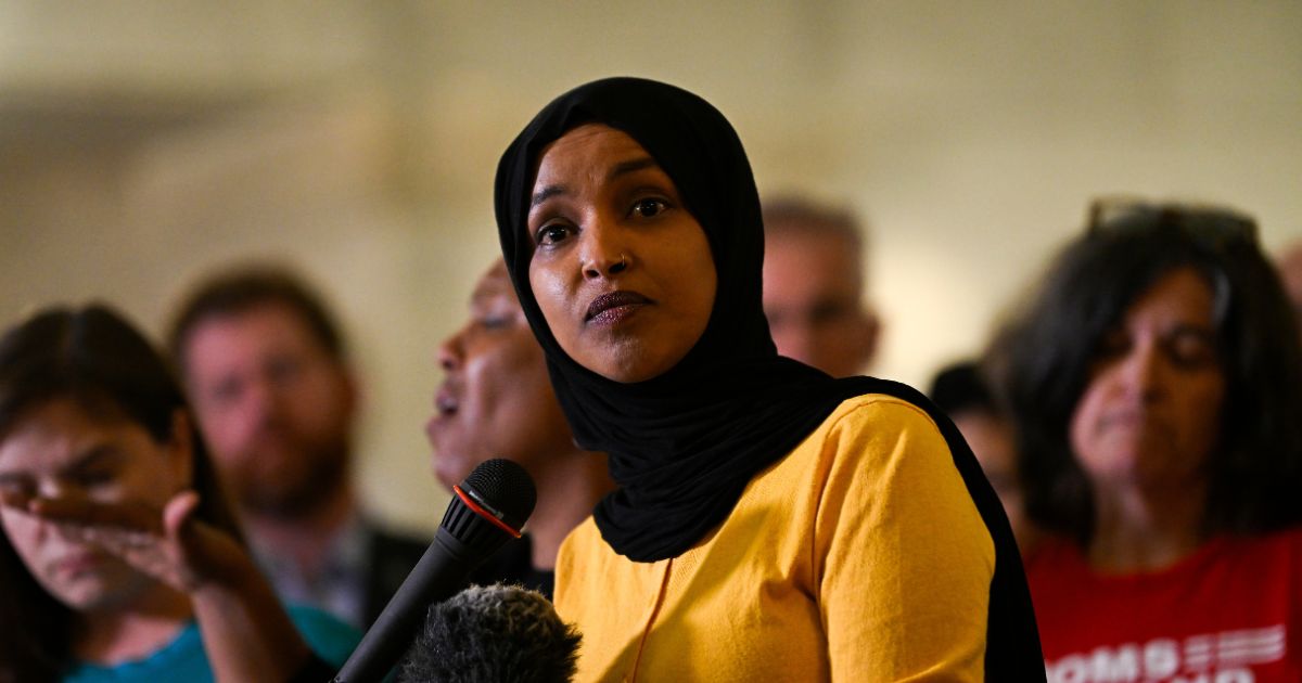 Rep. Ilhan Omar speaks during a press conference at City Hall following a mass shooting at Annunciation Catholic School on Aug. 28, 2025, in Minneapolis, Minnesota.