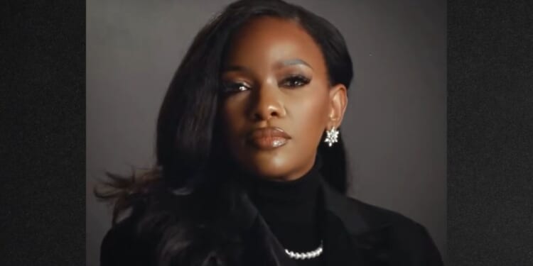 The bizarre ad features nothing but a shot of Crockett with clips of President Donald Trump saying negative things about her.