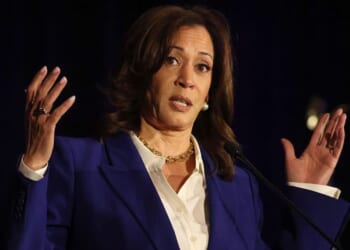 Former Vice President Kamala Harris, seen in a Dec. 12 photo, gave a laughable answer when Jimmy Kimmel asked her why the Democrats only recently became interested in the Epstein files.