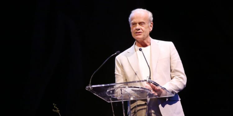 Kelsey Grammer speaks during a memorial for actor James Earl Jones called "James Earl Jones a Celebration of Life" at The James Earl Jones Theater on April 7, 2025, in New York City.