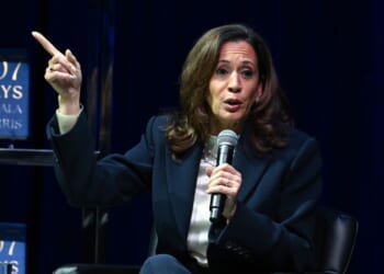 Former Vice President Kamala Harris speaks onstage during her "107 Days" book tour at Tabernacle on Oct. 8, 2025, in Atlanta, Georgia.