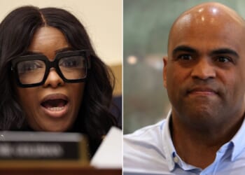 Former Rep. Colin Allred, right, announced he is dropping out of the Texas Senate race on the day Rep. Jasmine Crockett, left, is expected to announce her run.