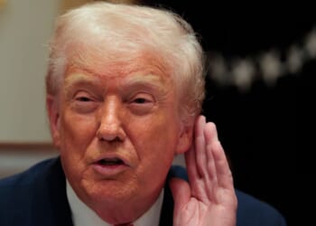 President Donald Trump gestures during a meeting of his Cabinet at the White House on Dec. 2, 2025, in Washington, D.C.