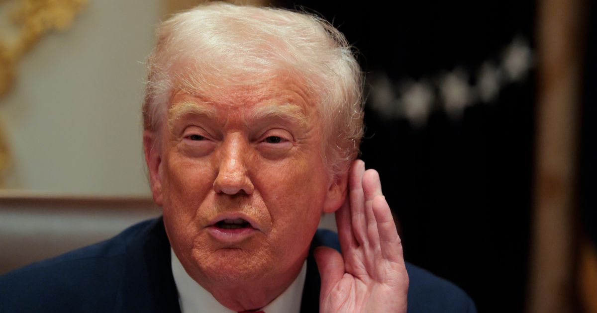 President Donald Trump gestures during a meeting of his Cabinet at the White House on Dec. 2, 2025, in Washington, D.C.