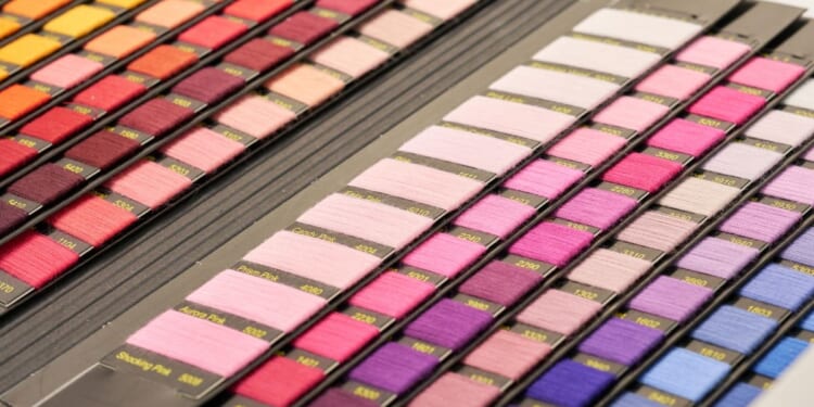 Color swatches at the Istanbul Fashion Connection Fair at Istanbul Expo Center on Aug. 11, 2023, in Istanbul, Turkey.