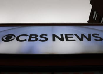CBS News signage is seen in Manhattan on December 23, 2025 in New York City.