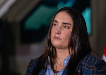 Immigration and Customs Enforcement Deputy Director Madison Sheahan speaks during a news conference with Homeland Security Secretary Kristi Noem about ongoing immigration enforcement efforts on Oct. 30, 2025, in Gary, Indiana.