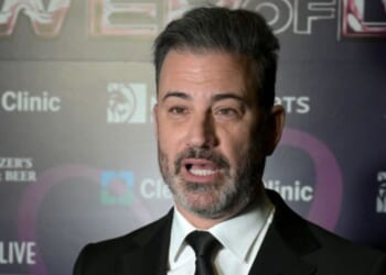 Jimmy Kimmel, seen in a 2025 photo, turned on the tears for a Minnesota man shot while trying to interfere with federal immigration officers doing their jobs.