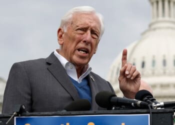 Rep. Steny Hoyer, a Maryland Democrat, speaks outside the U.S. Capitol in a file photo from March 28. Hoyer, 86, the third-longest serving Democrat in the House, has announced he will not run for re-election.