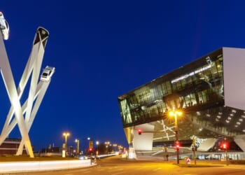 Porche museum headquarters in Stuttgart, Germany on March 2, 2021.