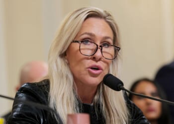 Rep. Marjorie Taylor Greene speaks during a hearing with the House Committee on Homeland Security in the Cannon House Office Building on Dec. 11, 2025, in Washington, D.C.