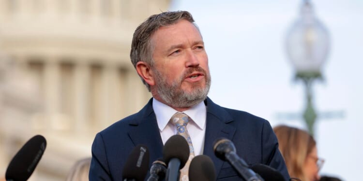 Rep. Thomas Massie speaks during a news conference on the Epstein Files Transparency Act outside the U.S. Capitol on Nov. 18, 2025, in Washington, D.C.