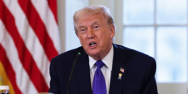 President Donald Trump speaks during a meeting with oil and gas executives in the East Room of the White House on Jan. 9, 2026, in Washington, D.C.