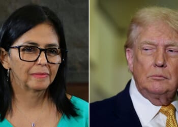 Venezuela's acting President Delcy Rodriguez, left, made a fiery speech condemning the arrest of Nicolás Maduro, but President Donald Trump responded that "if she doesn’t do what’s right, she is going to pay a very big price.”