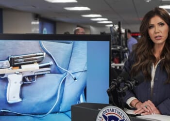 Secretary of Homeland Security Kristi Noem speaks during a news conference in the National Response Coordination Center at the Federal Emergency Management Agency headquarters on Jan. 24, 2026, in Washington, D.C.