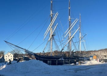 With rubber shovels and grit, Mystic Seaport workers dig out historic whaling ship after snowstorm