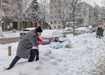 More snow falling on the Northeast U.S., where huge piles remain from the last storm