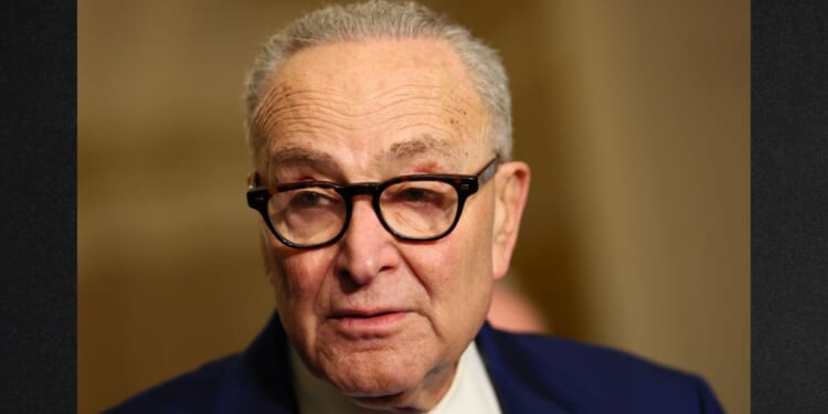 Senate Minority Leader Chuck Schumer, a New York Democrat, seen at a Feb. 10 news conference, was uncharacteristically serious Tuesday evening.